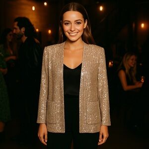 VTG. Marita by Anthony Muto Sequin Open Blazer